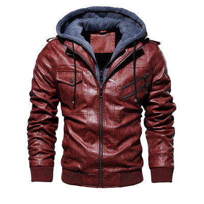 Winter Fashion Motorcycle Leather Jacket Men Slim Fit Oblique Zipper PU Jackets Autumn Mens Leather Biker Coats Warm Streetwear-Teresa&#39;s Fashionista LLC