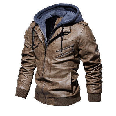 Winter Fashion Motorcycle Leather Jacket Men Slim Fit Oblique Zipper PU Jackets Autumn Mens Leather Biker Coats Warm Streetwear-Teresa&#39;s Fashionista LLC