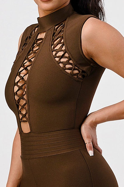 Criss Cross Sexy Bandage Romper-Teresa&#39;s Fashionista LLC