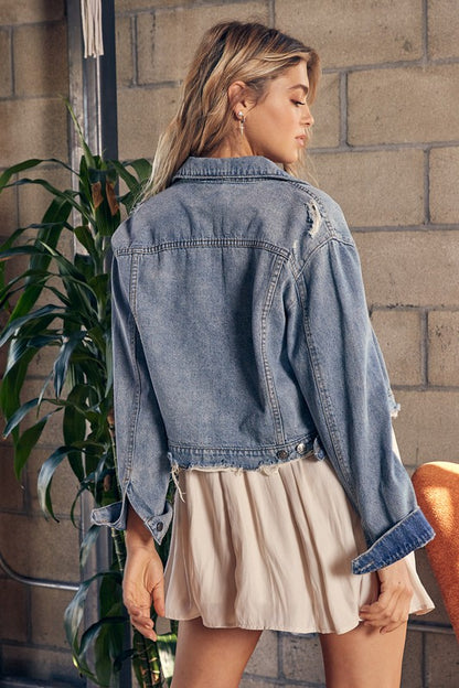 Color Denim Jacket-Teresa&#39;s Fashionista LLC