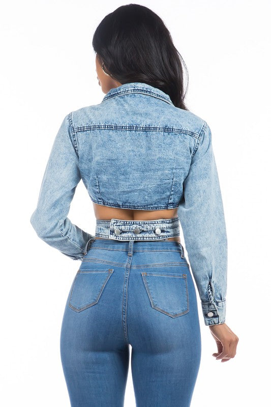 SEXY DENIM JACKET-Teresa&#39;s Fashionista LLC