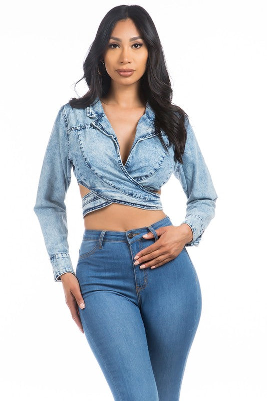 SEXY DENIM JACKET-Teresa&#39;s Fashionista LLC