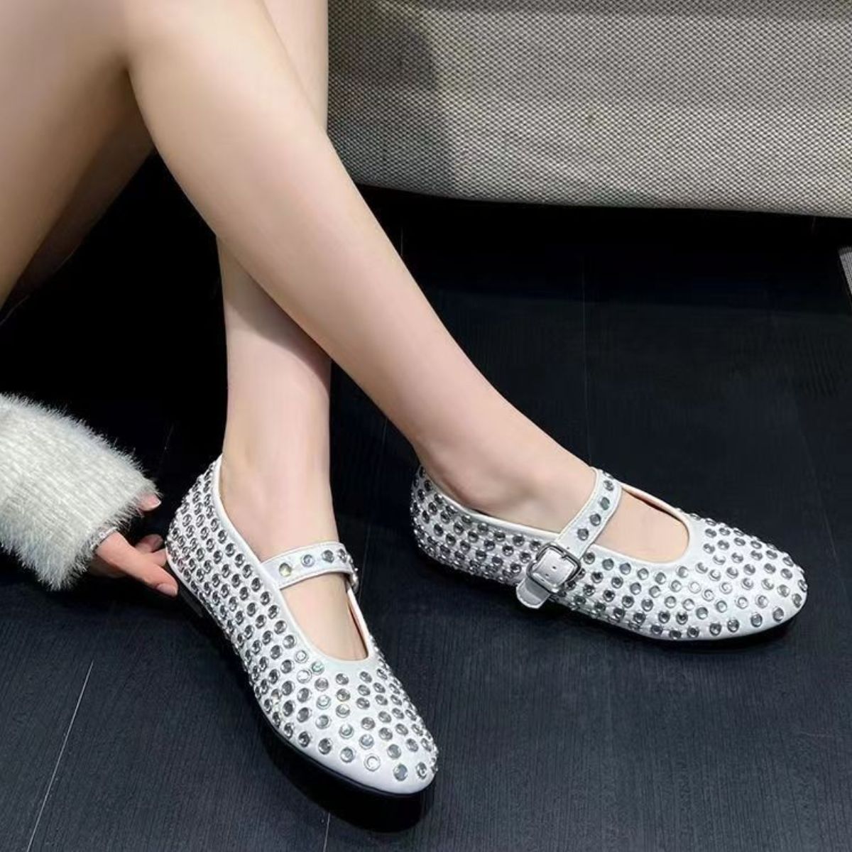 PU Leather Studded Flat Loafers-Teresa&#39;s Fashionista LLC