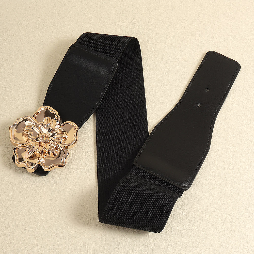 Flower Alloy Buckle Elastic Belt-Teresa&#39;s Fashionista LLC