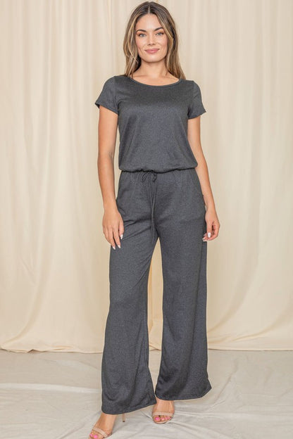 Short Sleeve Jumpsuit W/Pocket-Teresa&#39;s Fashionista LLC