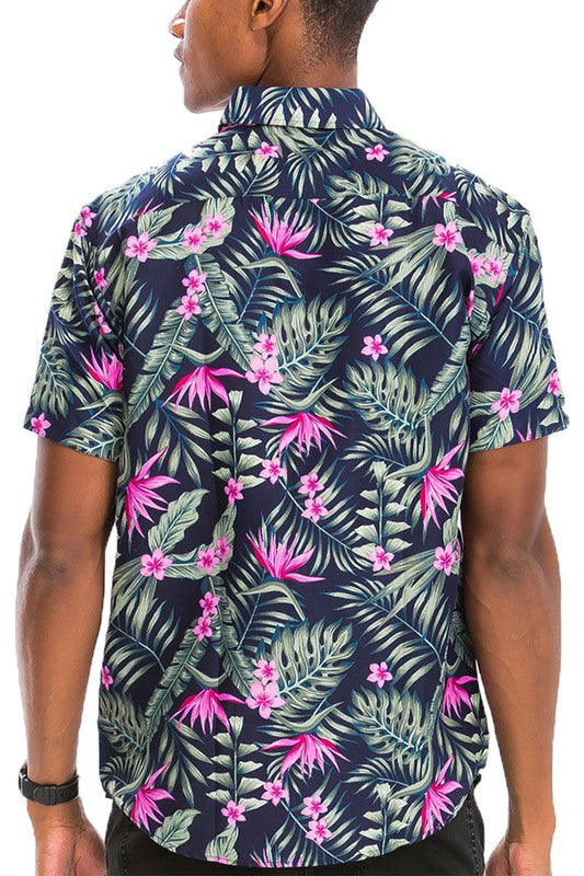 Hawaiian Print Button Down Shirt-Teresa&#39;s Fashionista LLC