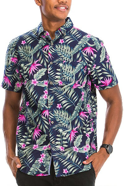 Hawaiian Print Button Down Shirt-Teresa&#39;s Fashionista LLC