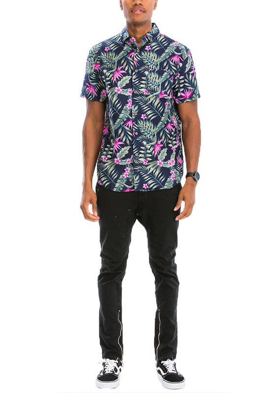 Hawaiian Print Button Down Shirt-Teresa&#39;s Fashionista LLC