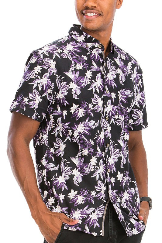 Hawaiian Print Button Down Shirt-Teresa&#39;s Fashionista LLC