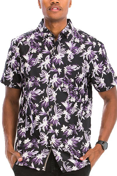 Hawaiian Print Button Down Shirt-Teresa&#39;s Fashionista LLC