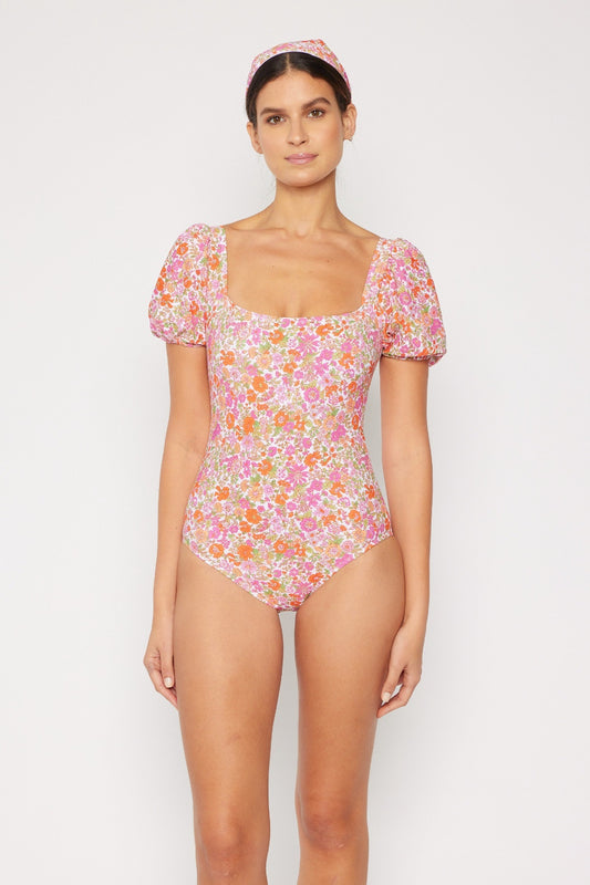 Marina West Swim Floral Puff Sleeve One-Piece-Teresa&#39;s Fashionista LLC