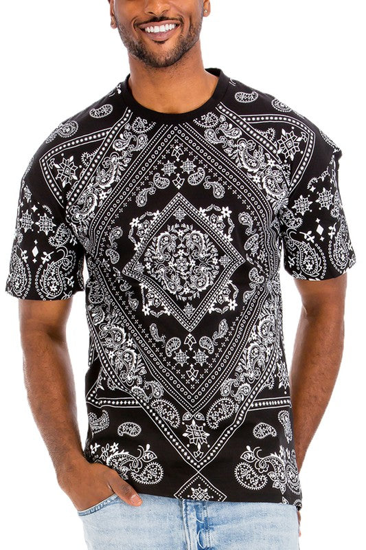 Weiv Mens Bandana Print TShirt-Teresa&#39;s Fashionista LLC