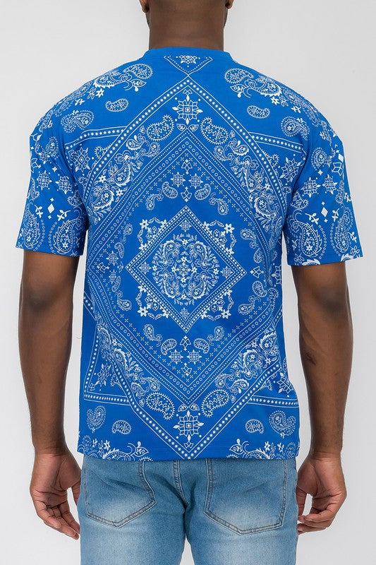 Weiv Mens Bandana Print TShirt-Teresa&#39;s Fashionista LLC