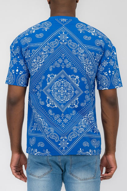 Weiv Mens Bandana Print TShirt-Teresa&#39;s Fashionista LLC