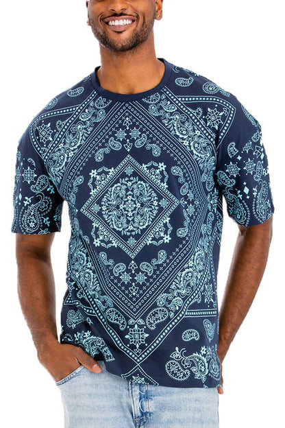 Weiv Mens Bandana Print TShirt-Teresa&#39;s Fashionista LLC