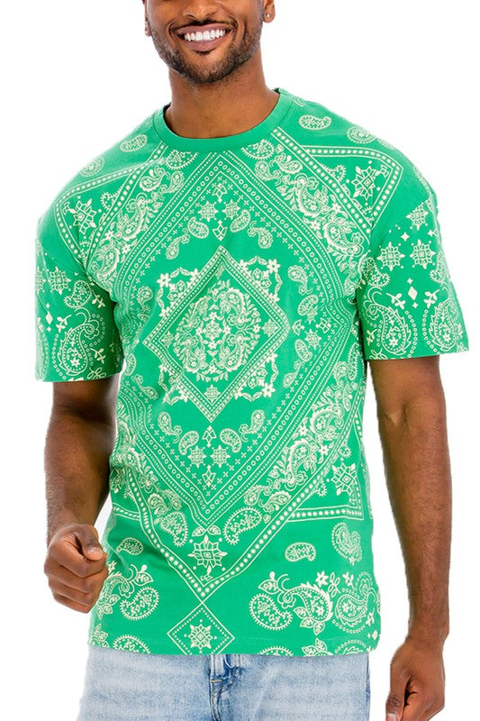 Weiv Mens Bandana Print TShirt-Teresa&#39;s Fashionista LLC