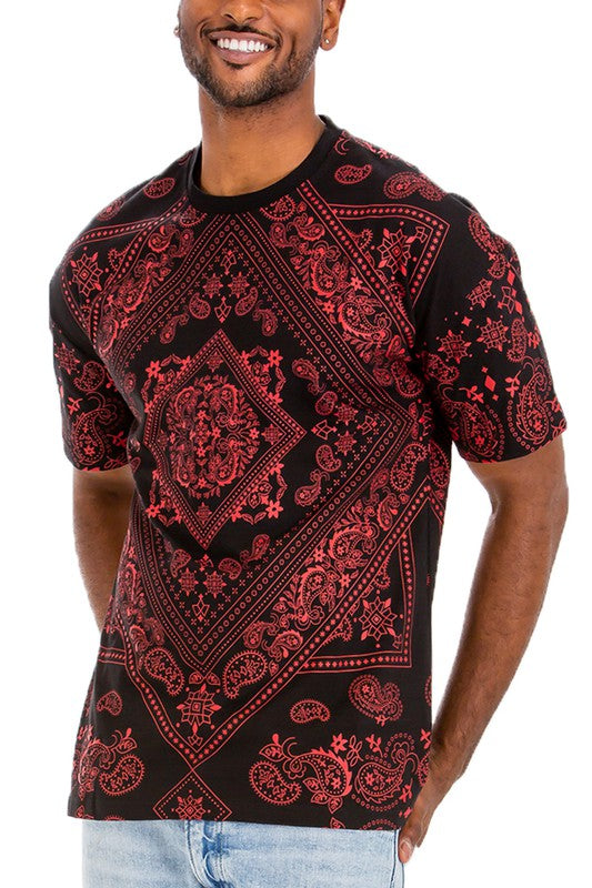 Weiv Mens Bandana Print TShirt-Teresa&#39;s Fashionista LLC