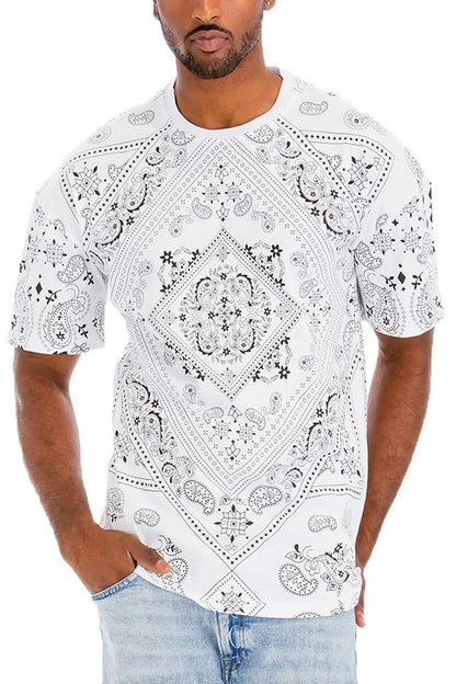 Weiv Mens Bandana Print TShirt-Teresa&#39;s Fashionista LLC