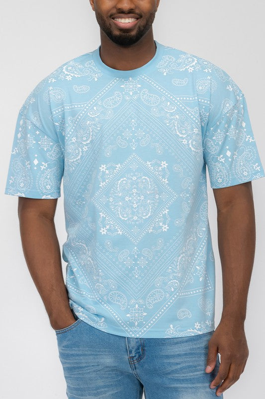 Weiv Mens Bandana Print TShirt-Teresa&#39;s Fashionista LLC