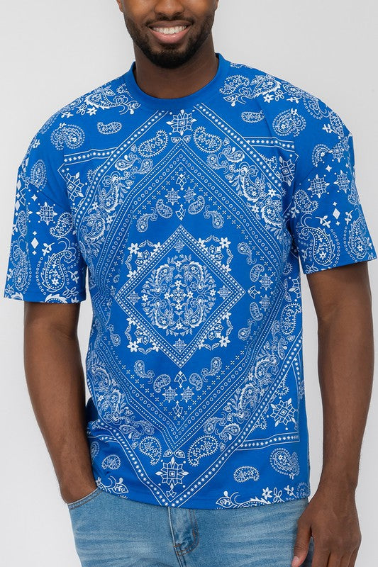 Weiv Mens Bandana Print TShirt-Teresa&#39;s Fashionista LLC