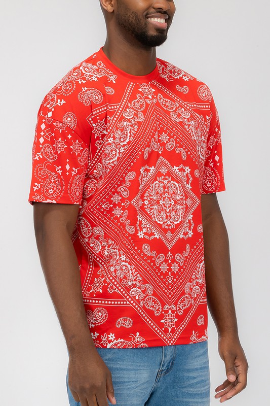 Weiv Mens Bandana Print TShirt-Teresa&#39;s Fashionista LLC