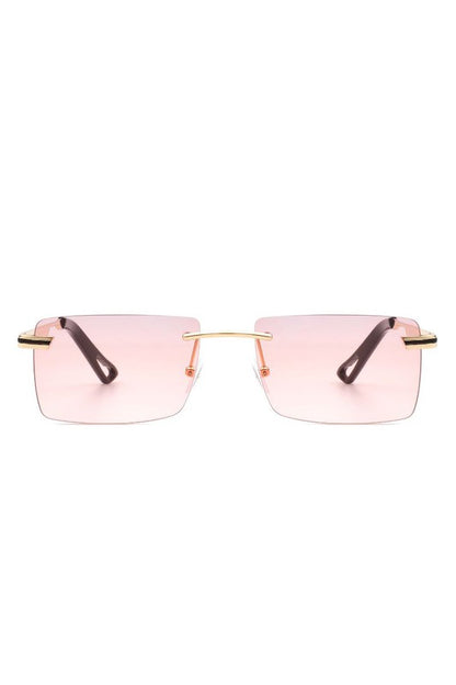 Rectangle Rimless Retro Flat top Sunglasses-Teresa&#39;s Fashionista LLC