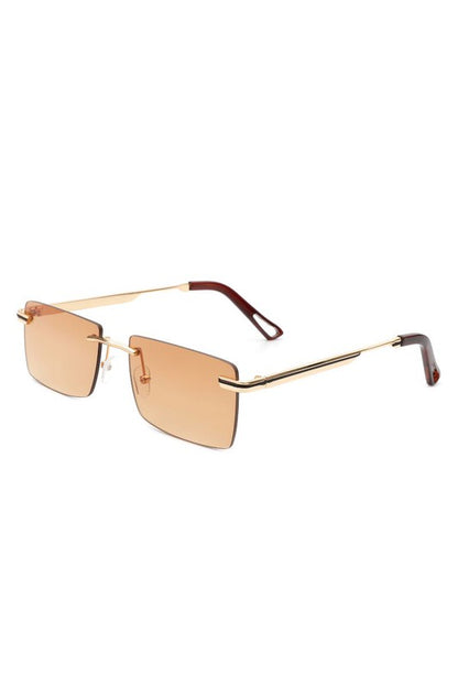 Rectangle Rimless Retro Flat top Sunglasses-Teresa&#39;s Fashionista LLC