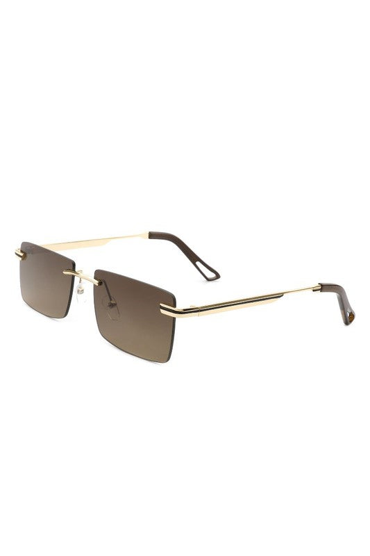 Rectangle Rimless Retro Flat top Sunglasses-Teresa&#39;s Fashionista LLC