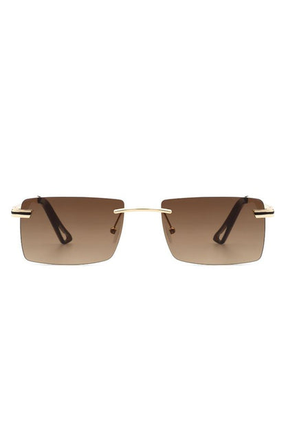 Rectangle Rimless Retro Flat top Sunglasses-Teresa&#39;s Fashionista LLC