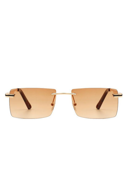 Rectangle Rimless Retro Flat top Sunglasses-Teresa&#39;s Fashionista LLC