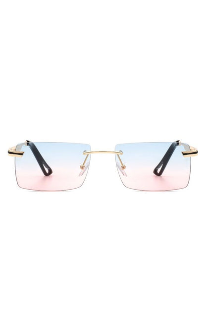 Rectangle Rimless Retro Flat top Sunglasses-Teresa&#39;s Fashionista LLC