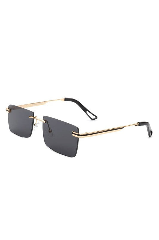 Rectangle Rimless Retro Flat top Sunglasses-Teresa&#39;s Fashionista LLC