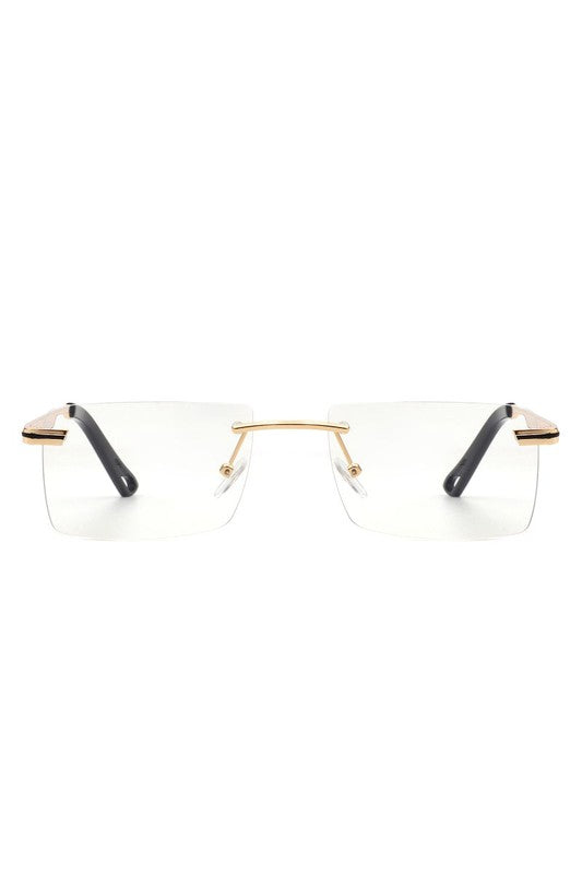 Rectangle Rimless Retro Flat top Sunglasses-Teresa&#39;s Fashionista LLC