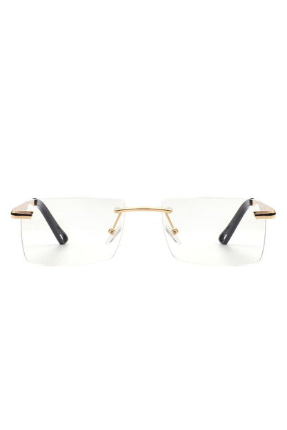 Rectangle Rimless Retro Flat top Sunglasses-Teresa&#39;s Fashionista LLC