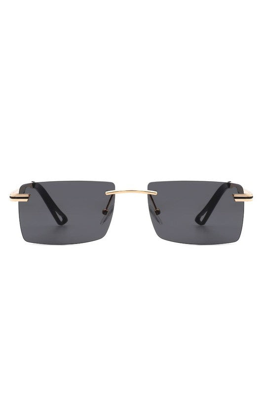 Rectangle Rimless Retro Flat top Sunglasses-Teresa&#39;s Fashionista LLC