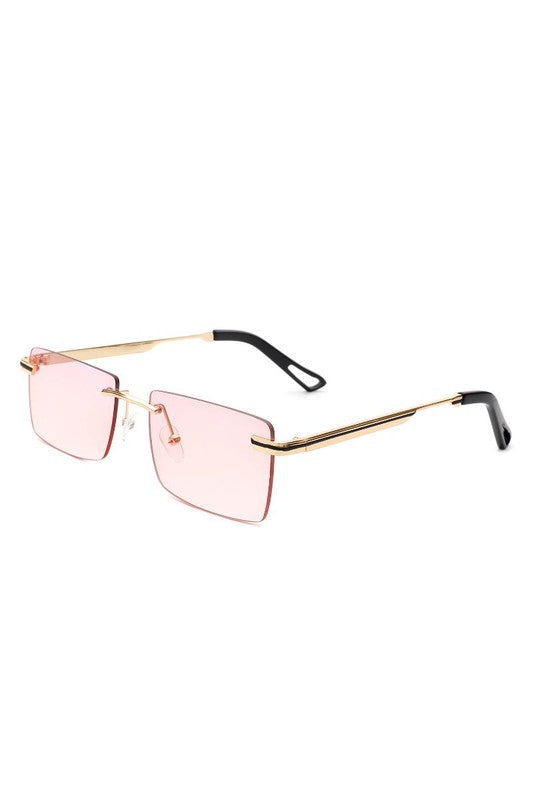 Rectangle Rimless Retro Flat top Sunglasses-Teresa&#39;s Fashionista LLC