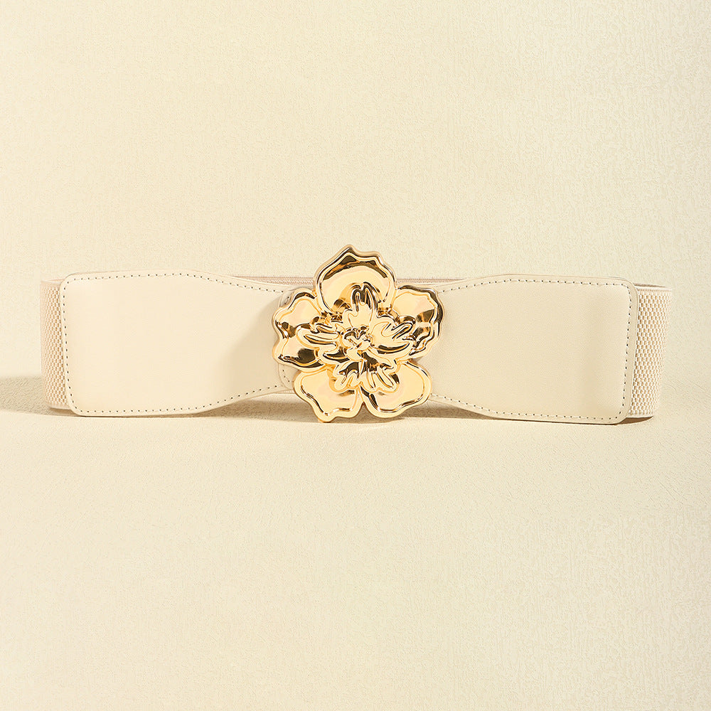 Flower Alloy Buckle Elastic Belt-Teresa&#39;s Fashionista LLC