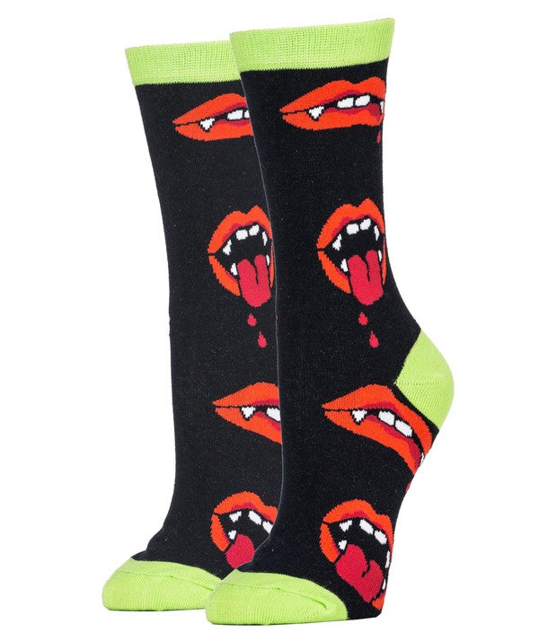 Ahhh Vampire - Women's Funny Halloween Crew Socks-Teresa&#39;s Fashionista LLC