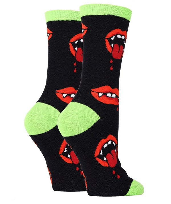 Ahhh Vampire - Women's Funny Halloween Crew Socks-Teresa&#39;s Fashionista LLC