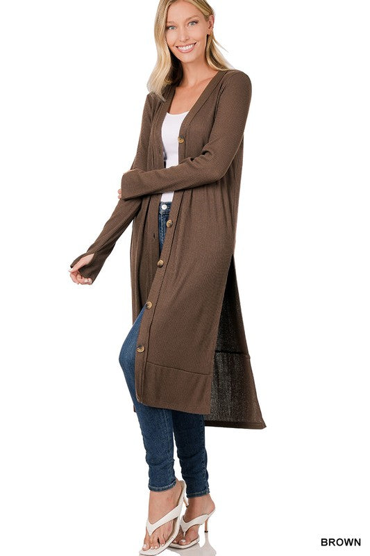 Ribbed Long Cardigan-Teresa&#39;s Fashionista LLC