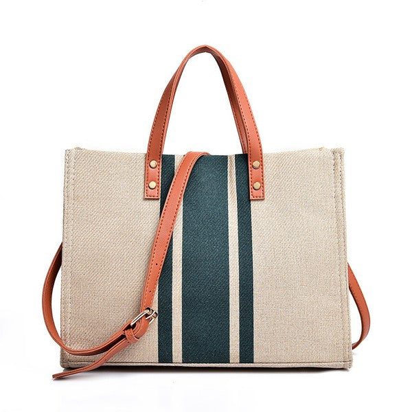 Canvas Stripe Tote-Teresa&#39;s Fashionista LLC