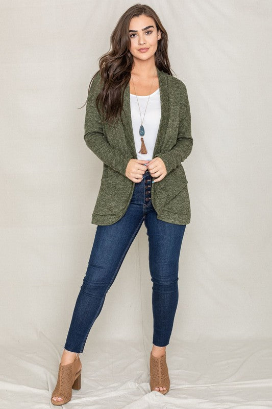 Solid Drape Pocket Cardigan-Teresa&#39;s Fashionista LLC