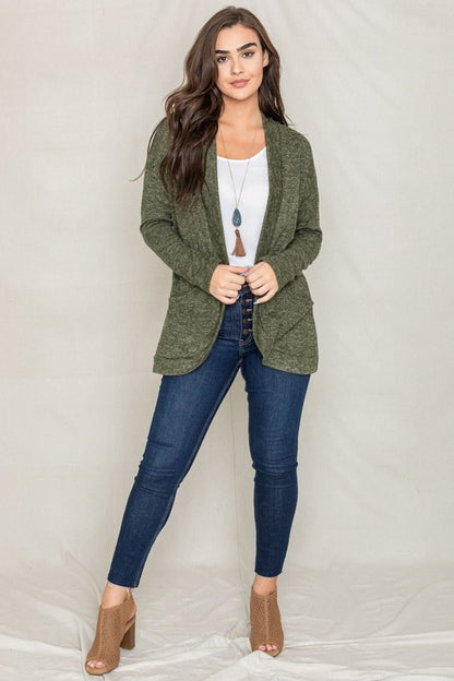 Solid Drape Pocket Cardigan-Teresa&#39;s Fashionista LLC