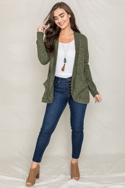 Solid Drape Pocket Cardigan-Teresa&#39;s Fashionista LLC