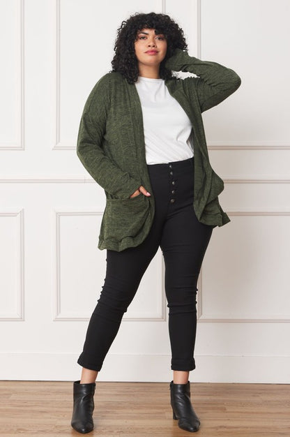 Solid Drape Pocket Cardigan-Teresa&#39;s Fashionista LLC