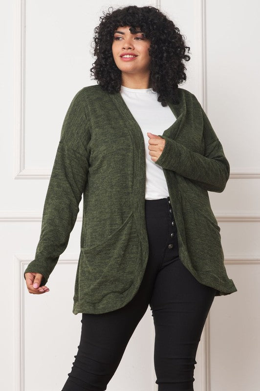 Solid Drape Pocket Cardigan-Teresa&#39;s Fashionista LLC