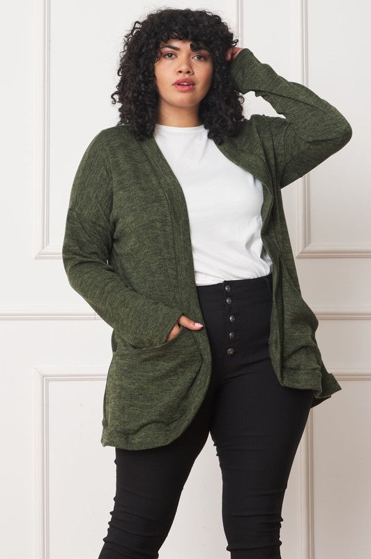 Solid Drape Pocket Cardigan-Teresa&#39;s Fashionista LLC