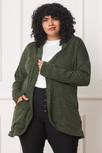 Solid Drape Pocket Cardigan-Teresa&#39;s Fashionista LLC