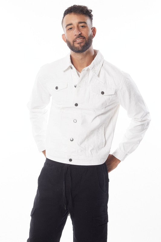 Men's White Denim Jacket-Teresa&#39;s Fashionista LLC