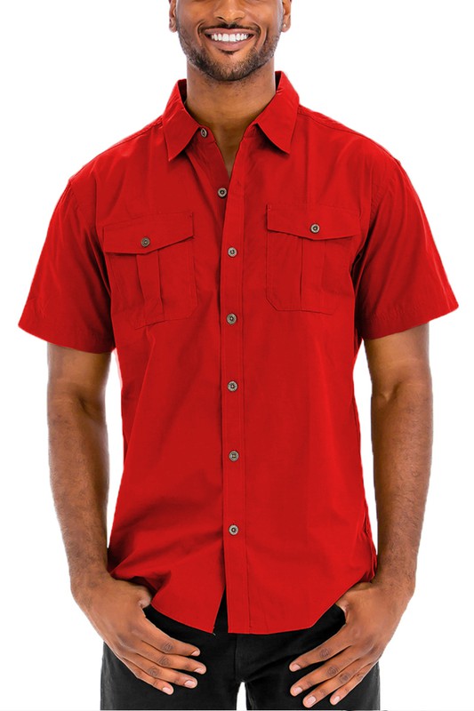 Weiv Two Chest Pocket Button Down Shirt-Teresa&#39;s Fashionista LLC